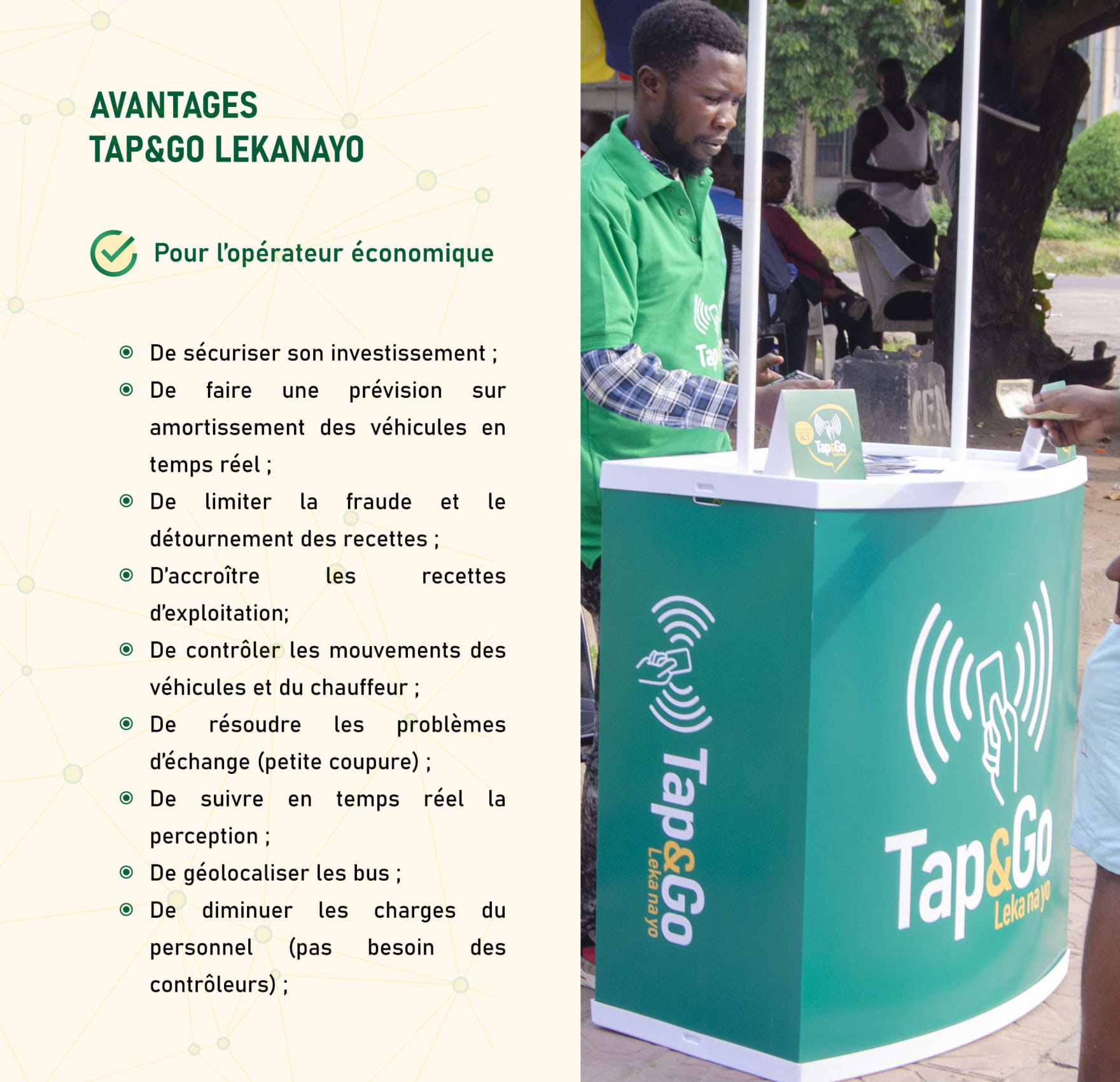 carte prépayée et rechargeable tap&go lekanayo pour la mobilité à kinshasa